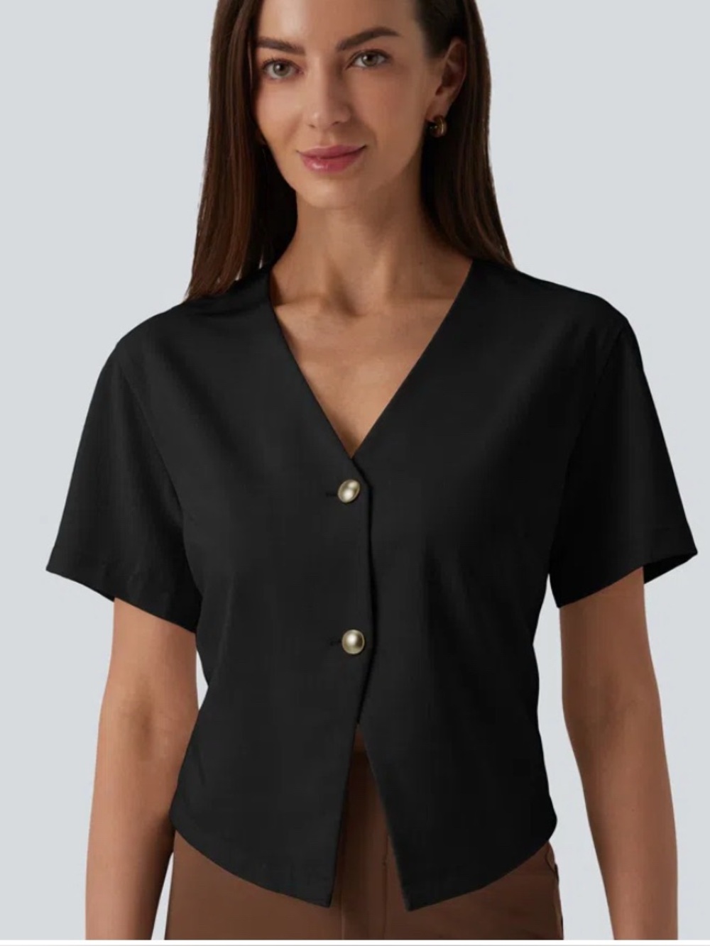 Halara V Neck Short Sleeve Work Linen-Feel
Blouse, NWT , size Medium